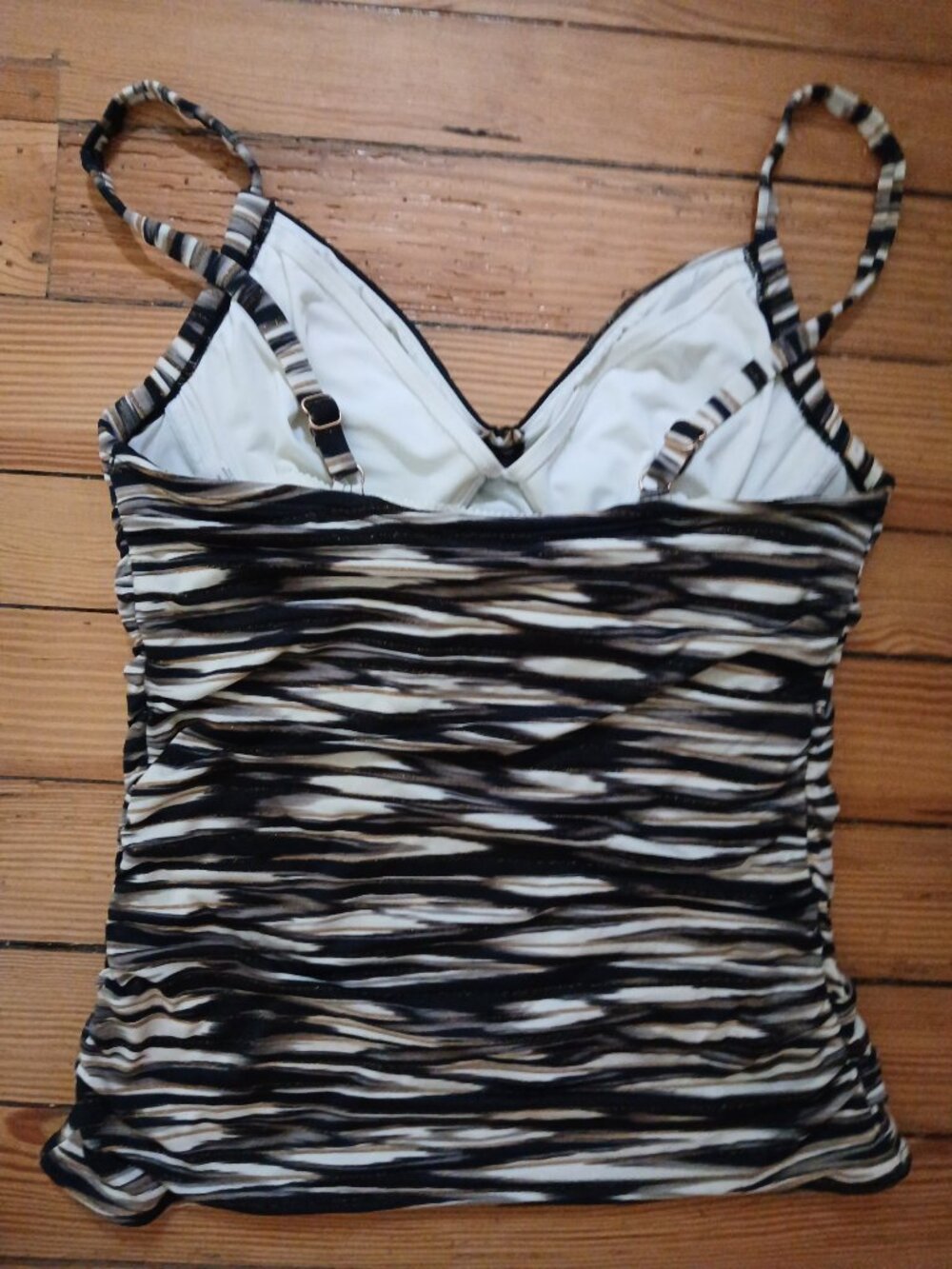 CoCo Reef  Abstract Zebra Gold Glitter Underwire Tankini Top Size 34C EUC - Picture 6 of 7